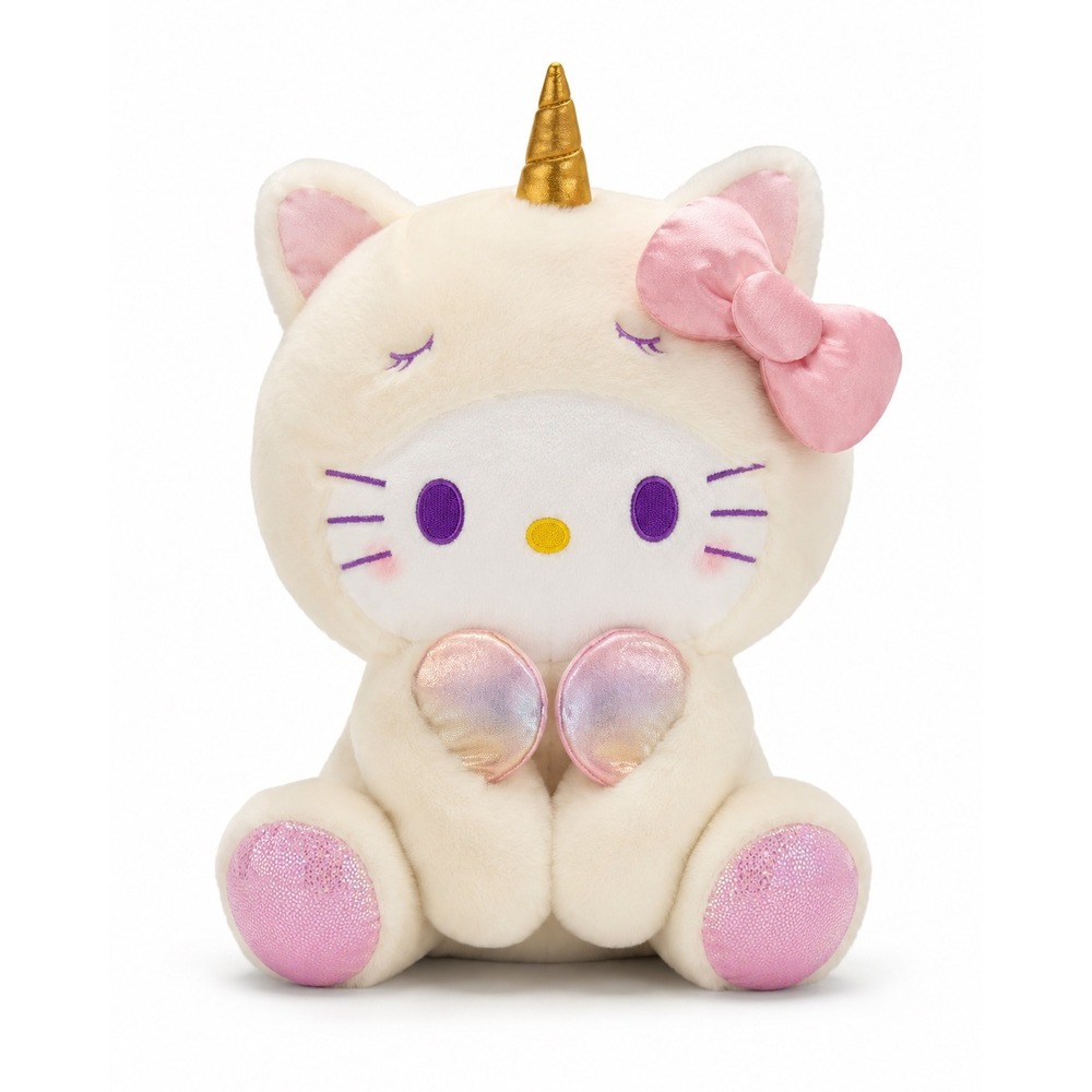 Sanrio Hello Kitty Unicorn Plush Cream Pink Gold Horn 9 inch Stuffed Animal